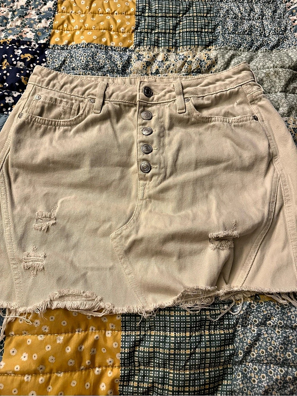 Free People We The Free Lainey Low-Rise Mini Skirt Beige Waist 28